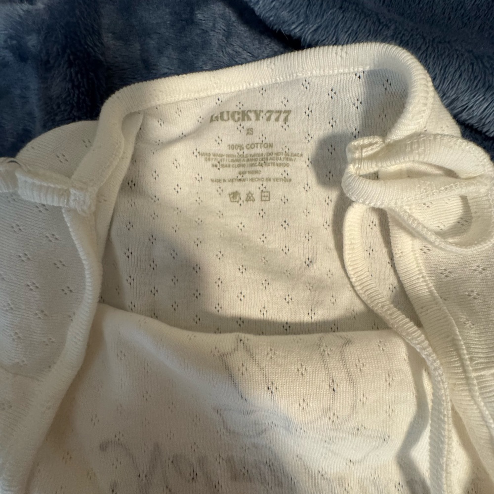 NWOT White Eyelet Tank Top “Not My Problem” with an outline of a Bow - Picture 2 of 3